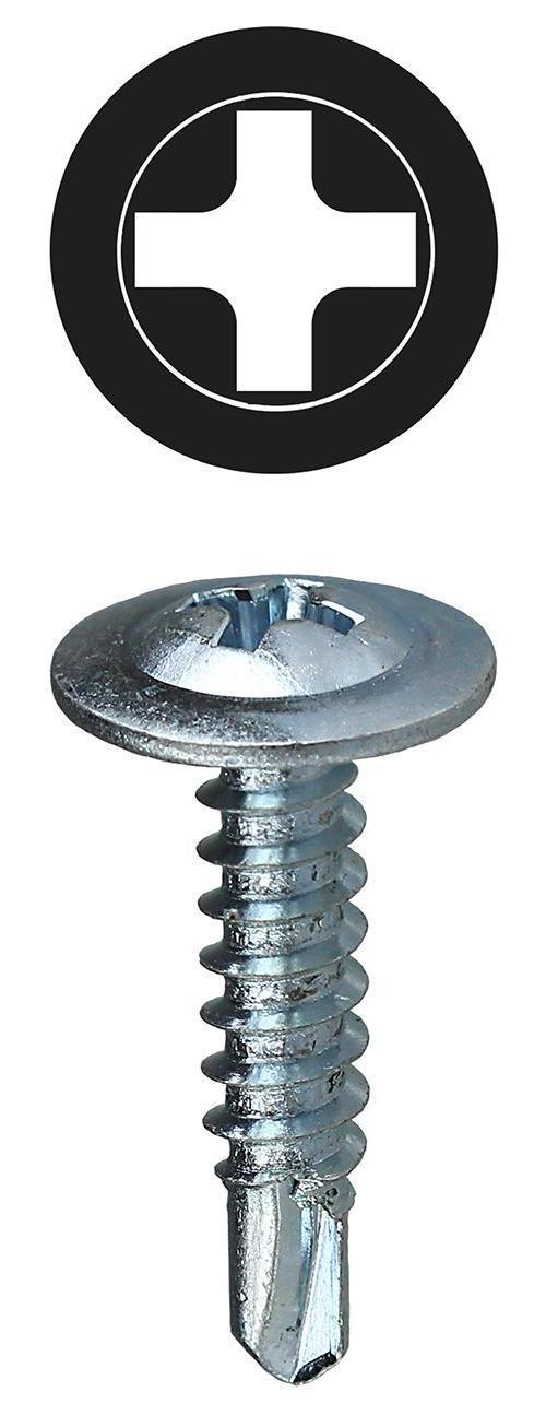 Dottie® TEKW81 Self-Drilling Screw, #8, 1 in OAL, Wafer Head, Phillips® Drive, Steel, Zinc Plated