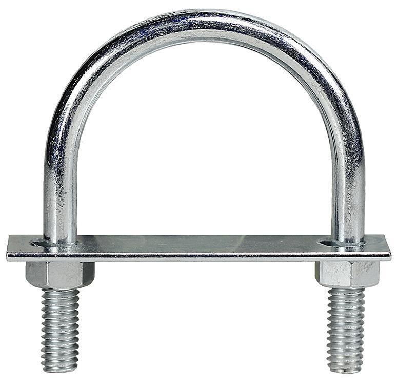 Dottie® U150 U-Bolt With (2) Hex Nut and Plate, 1-1/2 in Pipe, 5/16 in, 2-11/16 in L Inside, Zinc Plated, Low Carbon Steel
