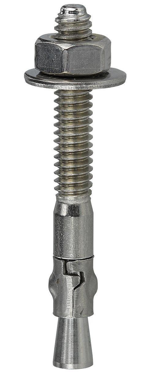Dottie® WS14314 Fully Threaded Wedge Anchor, 1/4 in Dia, 3-1/4 in OAL, 2-1/4 in L Thread, Stainless Steel, Stainless Steel