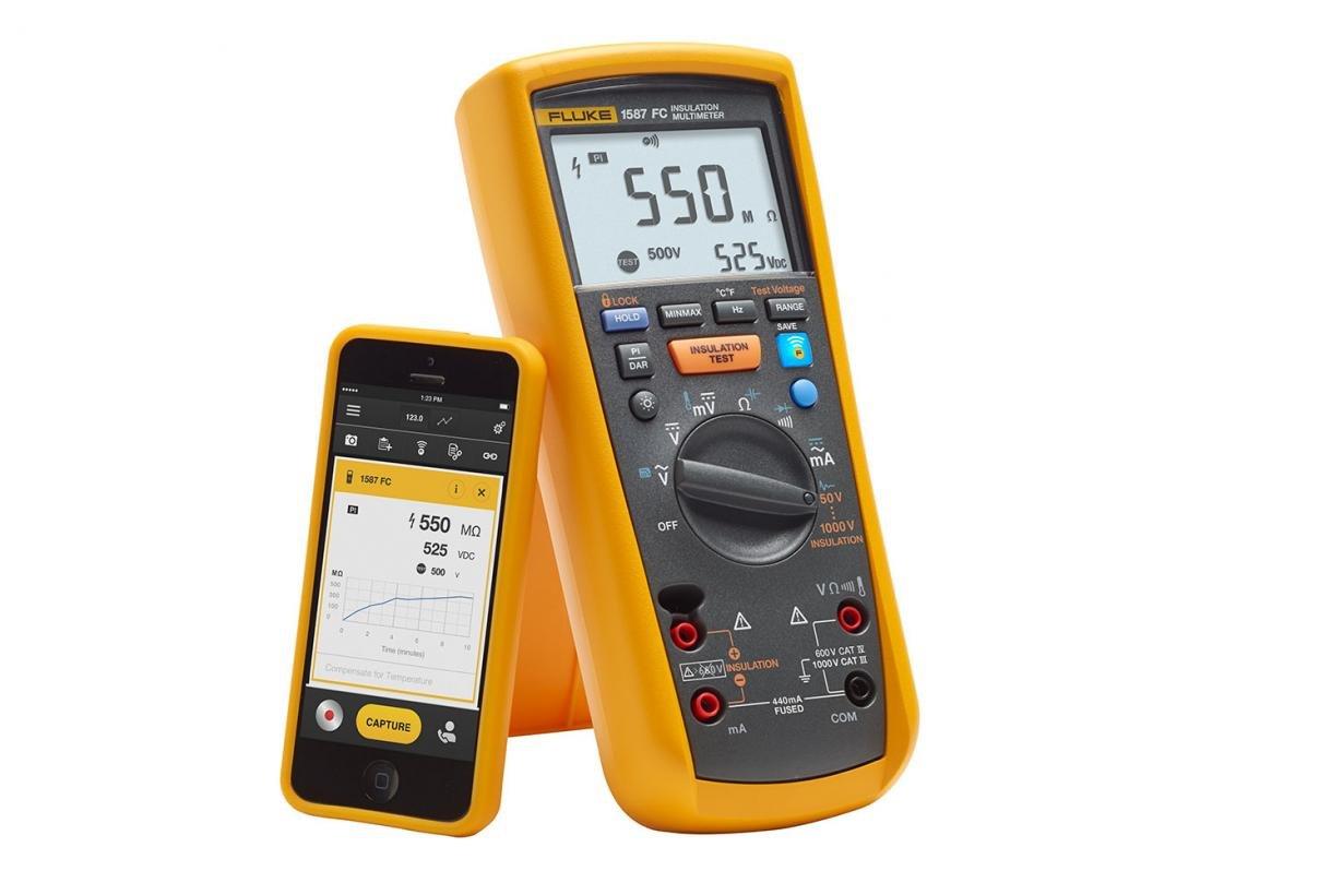 Fluke® FLUKE-1587-FC Multimeter Insulation Tester, 600/1000 V AC, 20%, -0% Accuracy