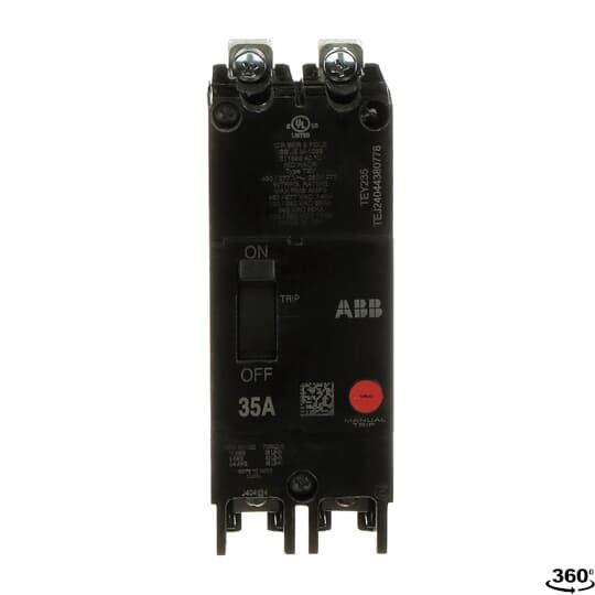 GE TEY235 Compact Lighting Panel Circuit Breaker, 120/240/277 V AC, 35 A, 14/65 kA Interrupt, 2 Poles, Thermal Magnetic Trip