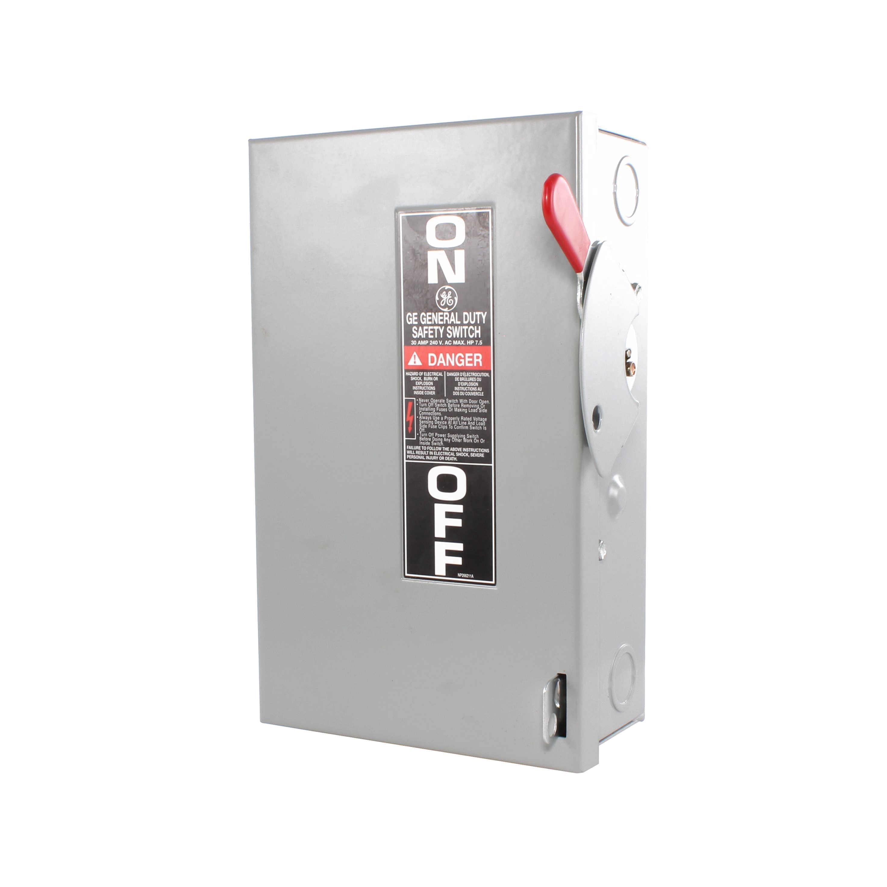 GE Spec-Setter™ TG4321 TG Series Fusible General Duty Safety Switch, 240 V AC, 30 A, 1.5 hp Standard Fuse/3 hp Time Delay, 3 Poles