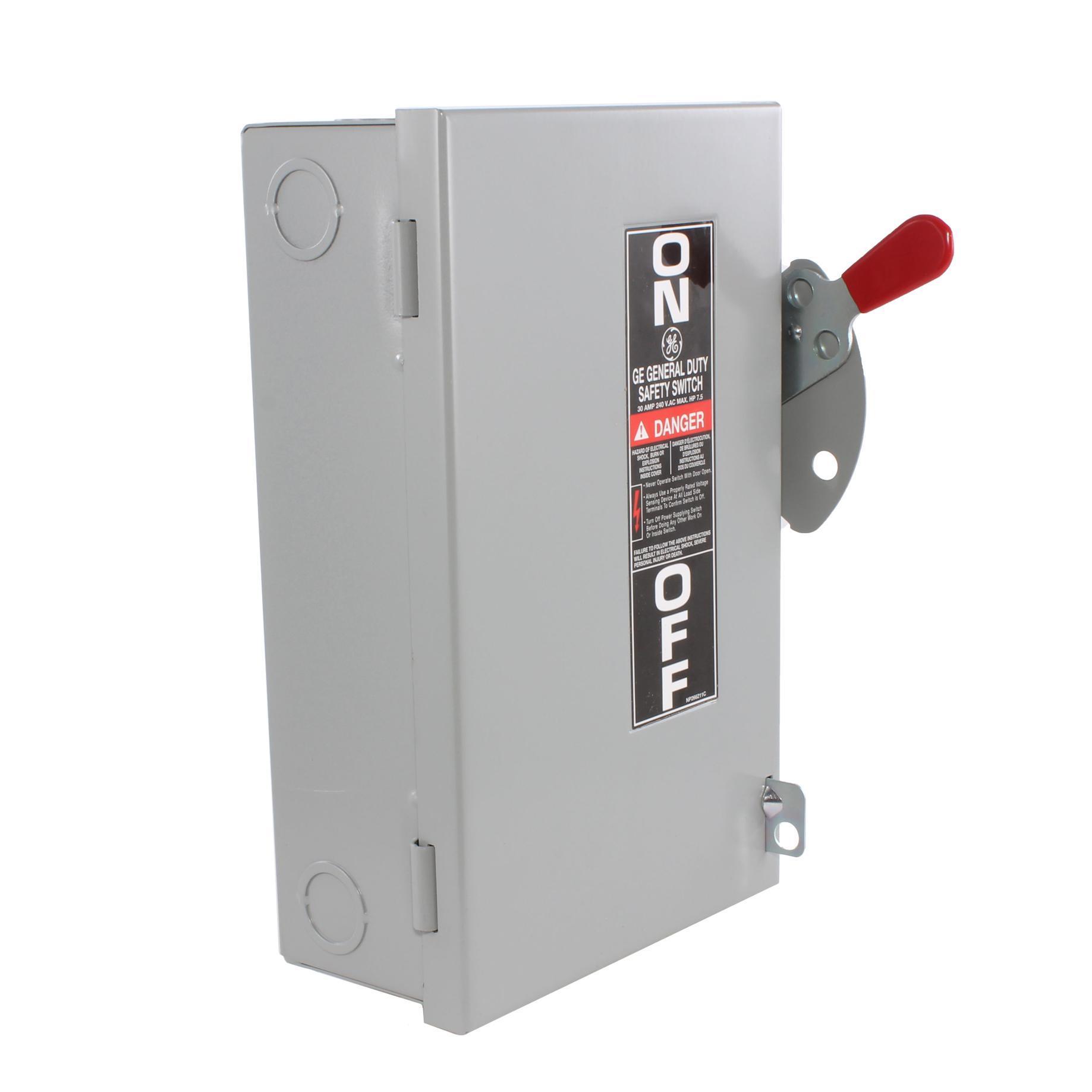 GE Spec-Setter™ TGN3321 General Duty Non-Fusible Safety Switch, 240 V AC, 30 A, 3 hp Standard Fuse/7-1/2 hp Time Delay, 3 Poles