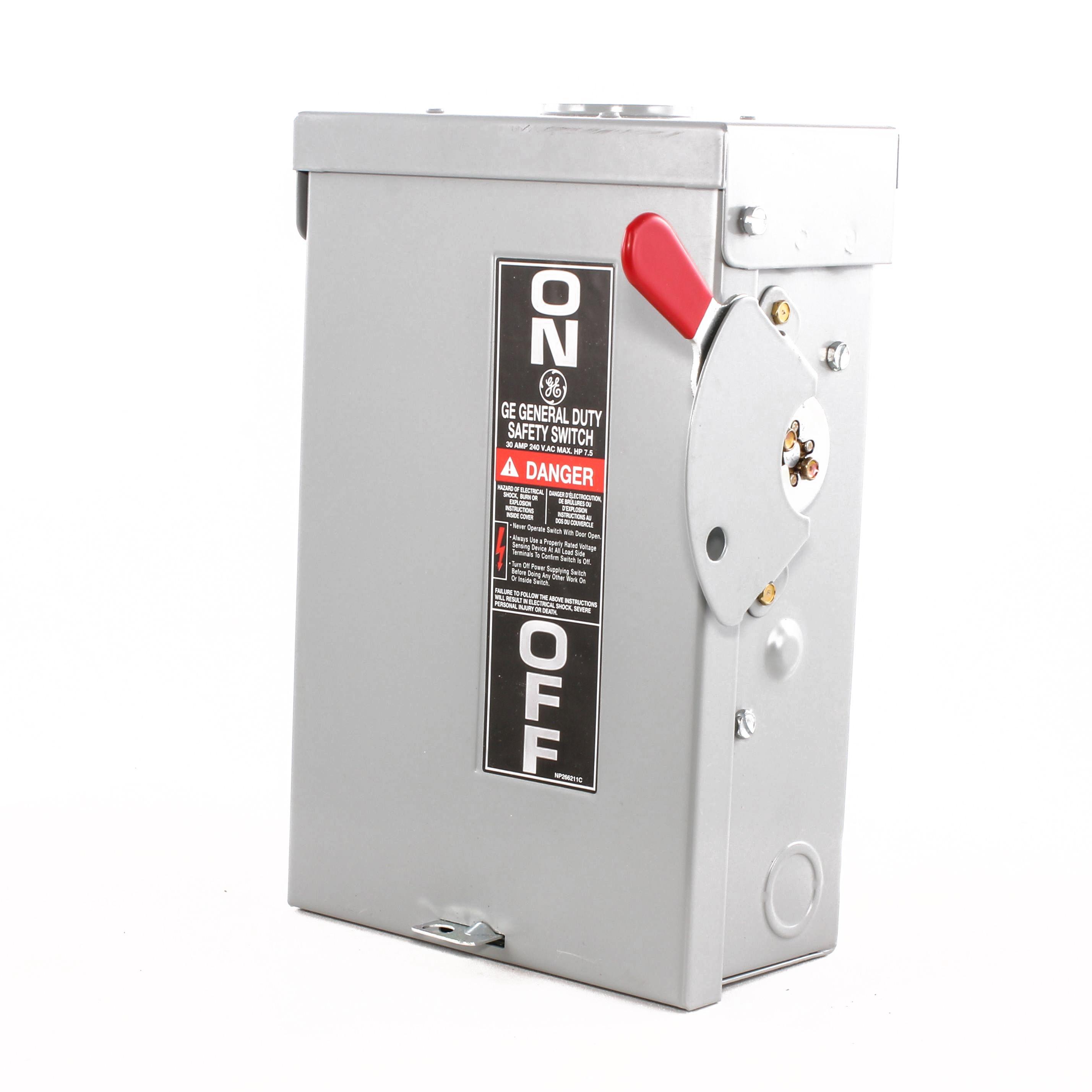 GE Spec-Setter™ TH3221 Fused Heavy Duty Safety Switch, 240 V AC, 30 A, 1-1/2 hp, 3 hp, 2 Poles