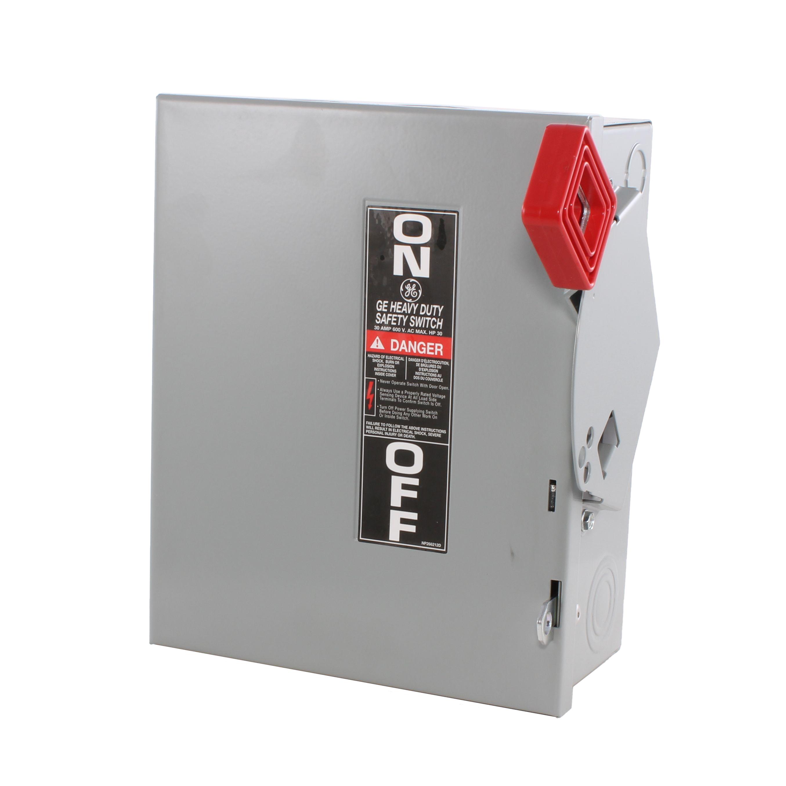 GE Spec-Setter™ THN3361 Heavy Duty Non-Fusible Safety Switch, 600 V AC, 30 A, 30 hp, 3 Poles
