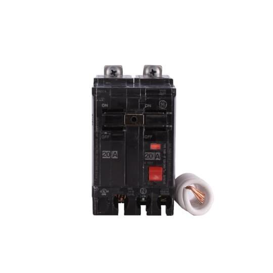 GE THQB2120GFT Type THQB Molded Case Circuit Breaker, 120/240 V AC, 20 A, 10 kA Interrupt, 2 Poles, Thermal Magnetic Trip