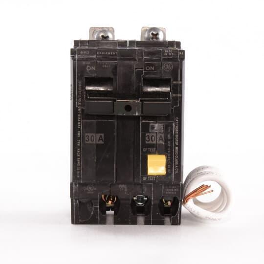 GE Q-Line® THQB2130GFEP Molded Case Miniature Circuit Breaker, 120/240 V AC, 30 A, 10 kA Interrupt, 2 Poles, Thermal Magnetic Trip