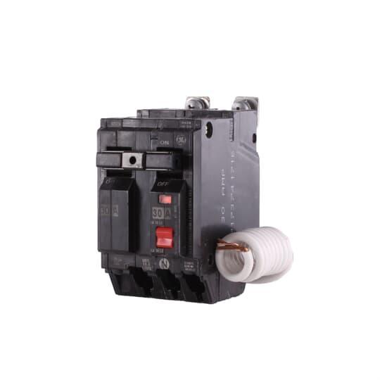 GE Q-Line® THQB2130GFT Molded Case Miniature Circuit Breaker, 120/240 V AC, 30 A, 10 kA Interrupt, 2 Poles, Thermal Magnetic Trip