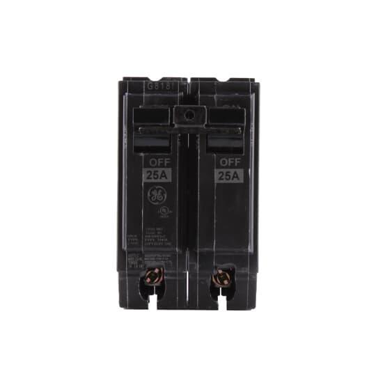 GE Q-Line® THQL2125 Type THQL Compact Molded Case Circuit Breaker, 120/240 V AC, 25 A, 10 kA Interrupt, 2 Poles, Thermal Magnetic Trip