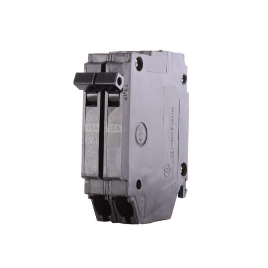 GE Q-Line® THQP215 Type THQP Molded Case Circuit Breaker, 120/240 VAC, 15 A, 10 kA Interrupt, 2 Poles, Thermal Magnetic Trip