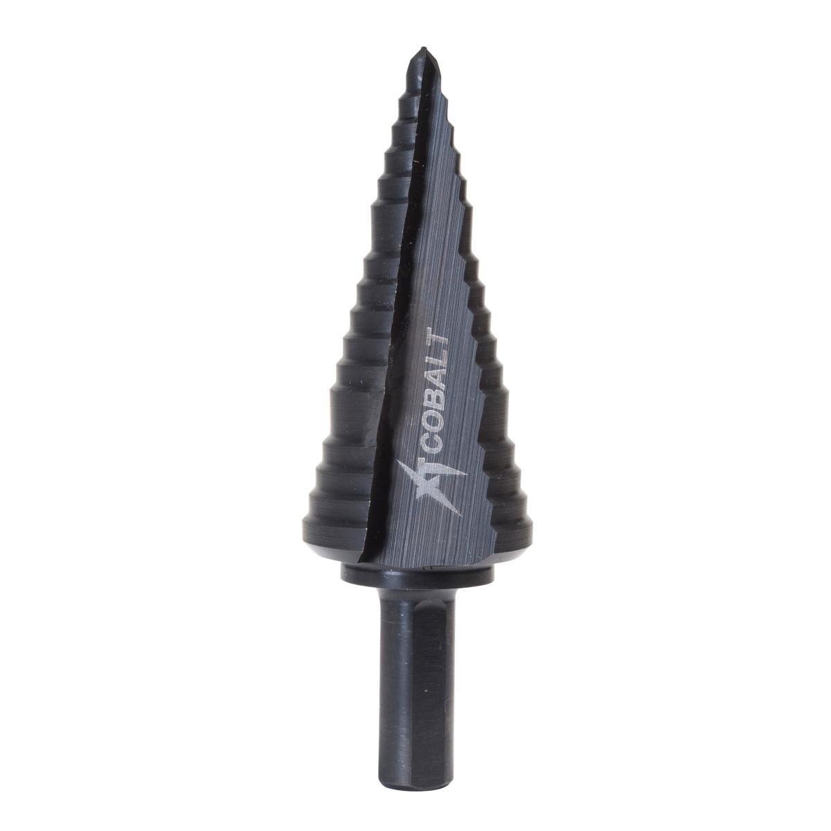 Greenlee® Kwik Stepper® 30008C Step Bit, 1/2 in Dia Min Hole, 1-1/8 in Dia Max Hole, 3 Steps, 10 ga Stainless Steel, 3 Hole Sizes, 3/8 in Shank