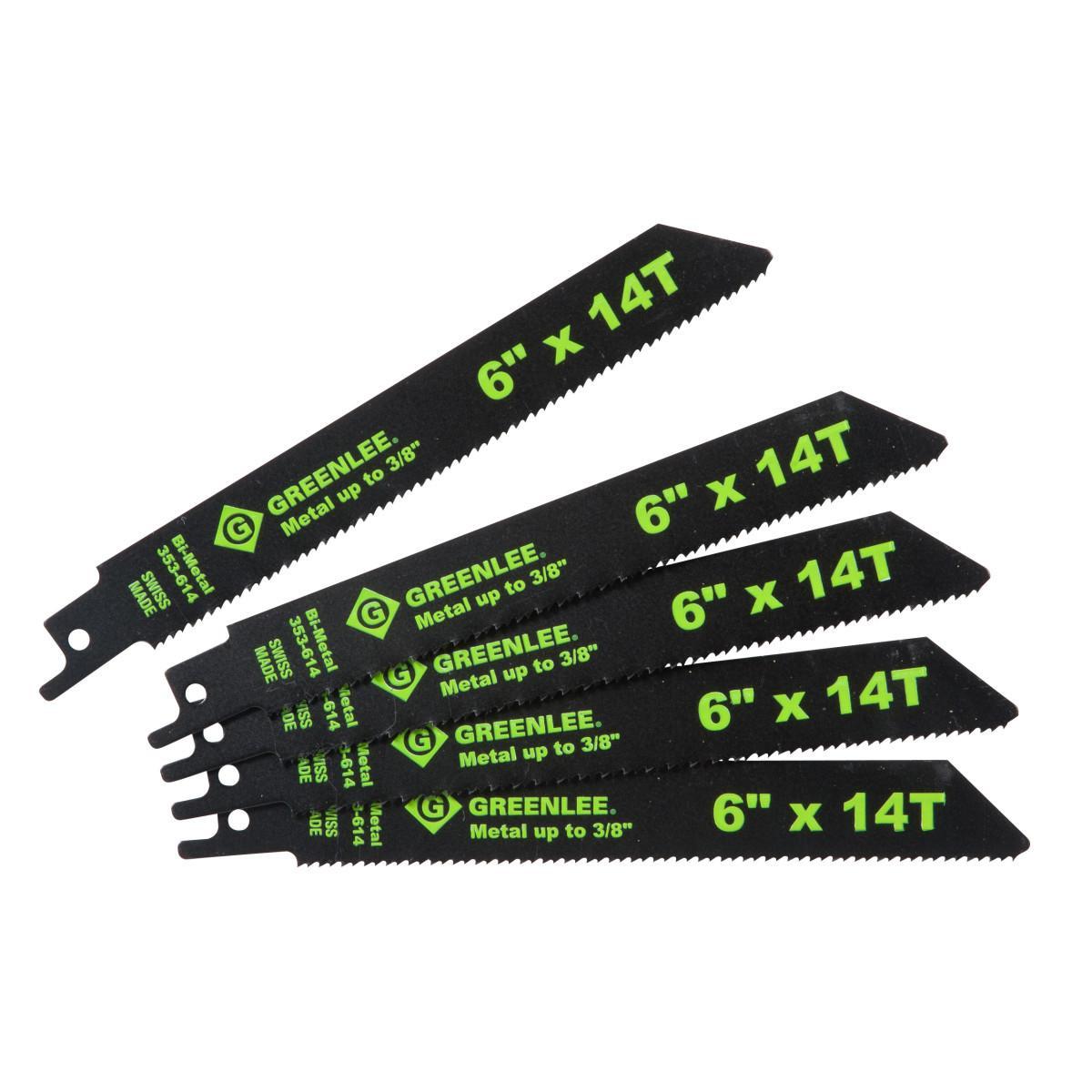 Greenlee® 353-614 Straight Reciprocating Saw Blade, 6 in L x 3/4 in W, 14, Bi-Metal Body