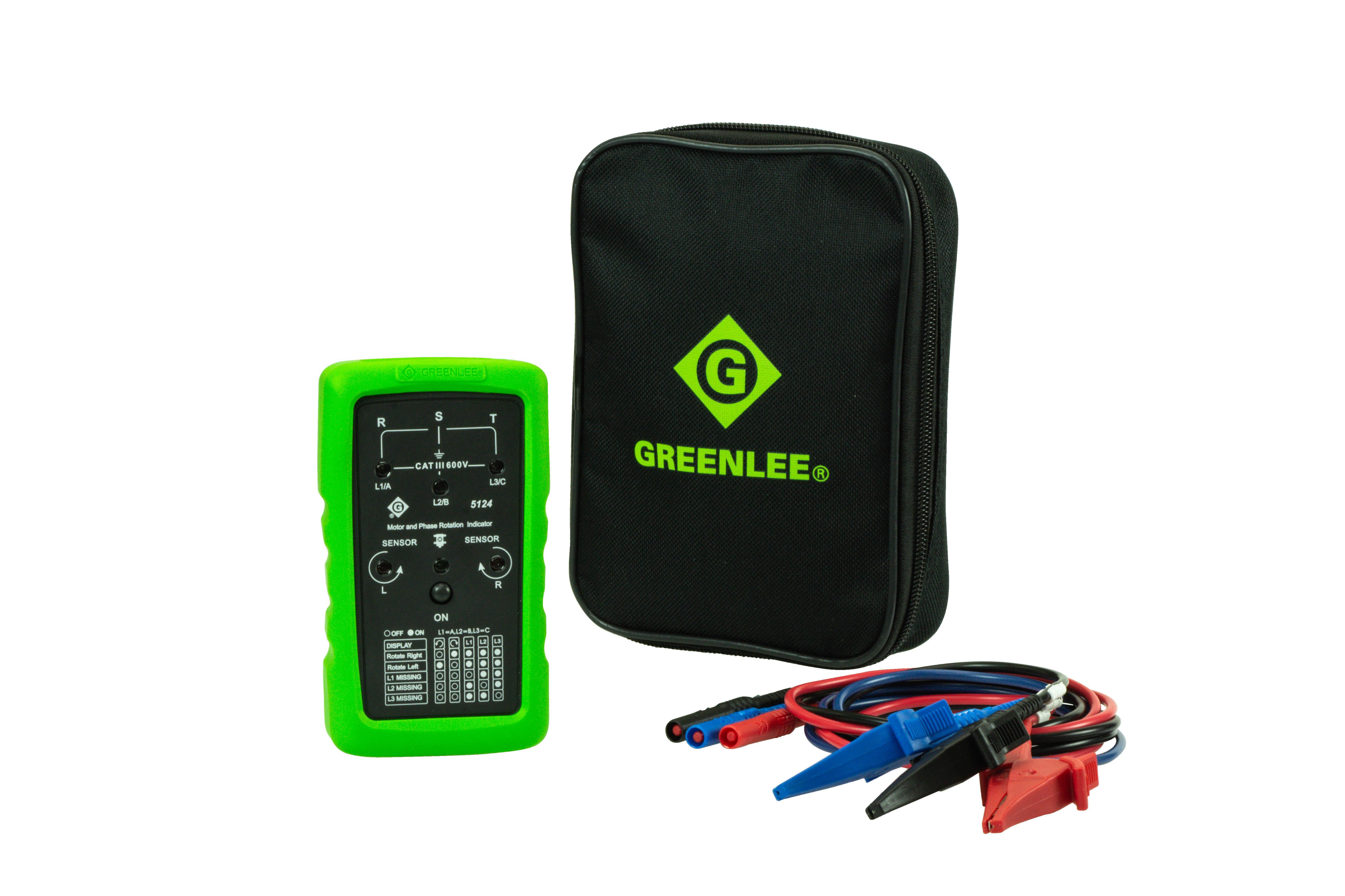 Greenlee® 5124 Phase Sequence Motor Rotation Meter, 90 to 600 V AC, 15 to 400 Hz, LED Bulb Display