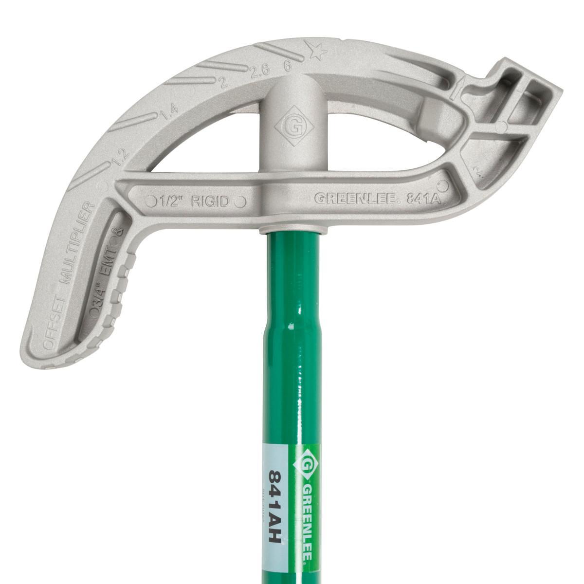 Greenlee® Site-Rite® 841AH Hand Bender Head With Handle, 10/22.5/30/45/60 deg Bend, 5-1/8 in Bend Radius, For Pipe Dia 3/4 in EMT, 1/2 in Rigid/IMC