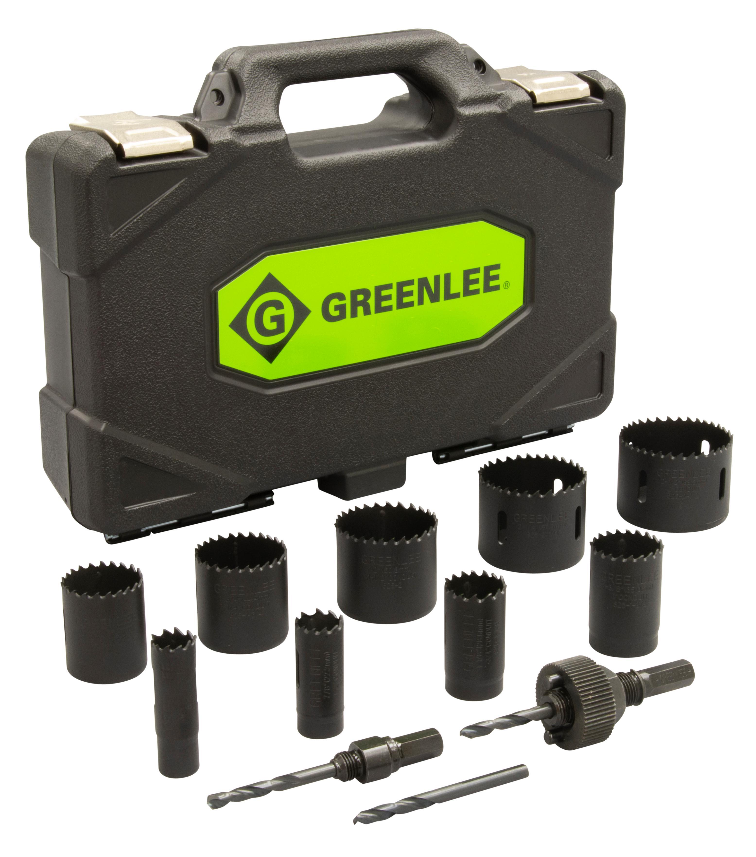 Greenlee® 891 Electricians/Plumbers Hole Saw Kit, 12 Pieces, For Use With 3/4 to 2-1/2 in Conduit, Bi-Metal