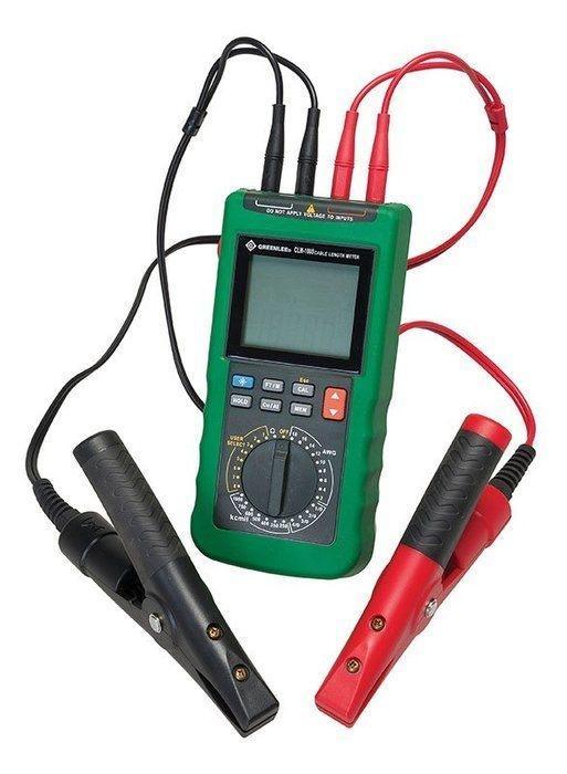 Greenlee® CLM-1000 Cable Length Meter, 15 ft to 100 kft, 199.99 mohms to 1999.9 ohm, 18 to 4/0 AWG/250 to 1000 kcmil, 4-1/2 Digit LCD Display