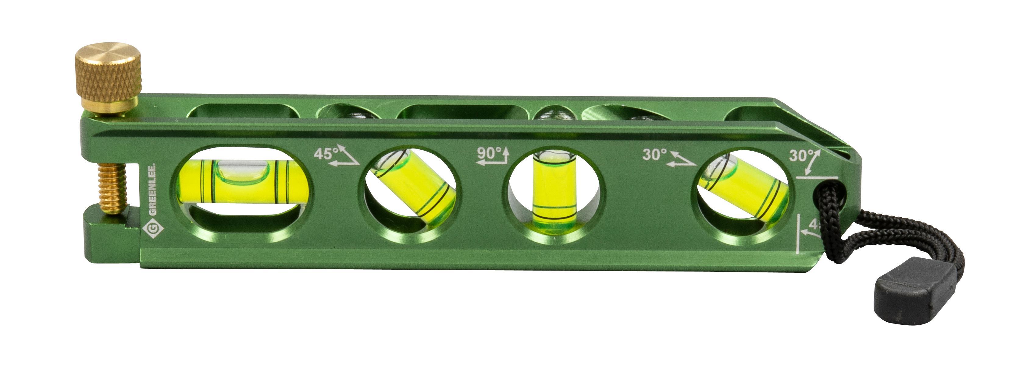Greenlee® L77 Mini Magnetic Torpedo Level, 5-1/2 in L, 4 Vials, Aluminum Alloy, 0/30/45/90 deg Vial Position, 0.0005 in Accuracy