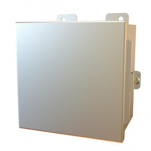 Hammond® 1414N4PHSSE Junction Box With Panel, 6 in H x 6 in W x 4 in D, Continuous Hinged Cover, NEMA 3R/4X/13 NEMA Rating, 304 Stainless Steel