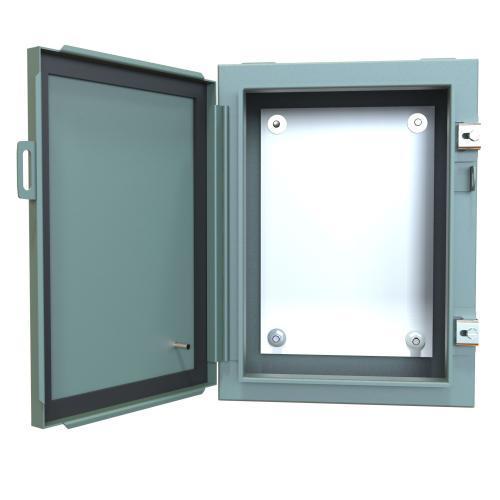 Hammond® 1418B6 1-Door Enclosure With Inner Panel and Clamps, 12 in W x 6 in D x 16 in H, NEMA 12, Mild Steel