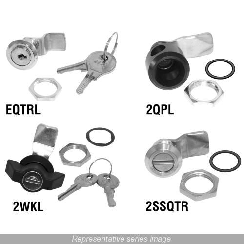 Hammond® 2SSQTR Slotted Quarter Turn, 1.77 in H x 1.23 in W, For Use With S2000 Series Wall Mount Enclosure, Stainless Steel