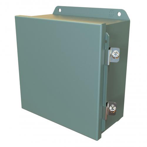 Hammond® HJ884HLP Less Panel Junction Box, 8 in H x 8 in W x 4 in D, Hinged Cover, NEMA 3R/4/12/13/IP66 NEMA Rating, 14 ga Mild Steel