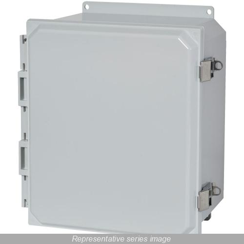 Hammond® PCJ12106CCLF Junction Box With Flange, 12 in H x 10 in W x 6 in D, Clear Metal Latch Cover, NEMA 1/2/3/4/4X/12/13/IP66 NEMA Rating, Polycarbonate Thermoplastic