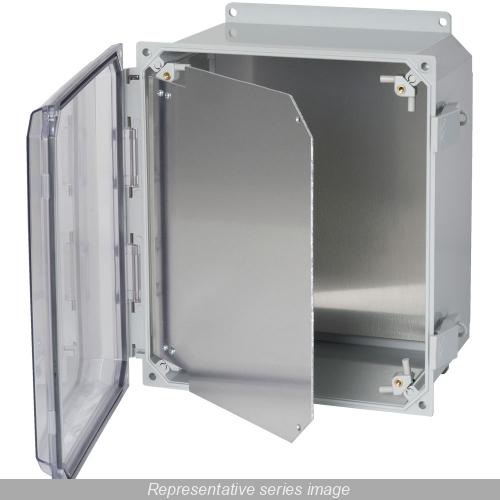 Hammond® PCJHFPP1210 PCJSP Hinged Swing Panel, 9.58 in W x 11.55 in H, For Use With PCJ12106 12 x 10 in Enclosure Bases, Aluminum