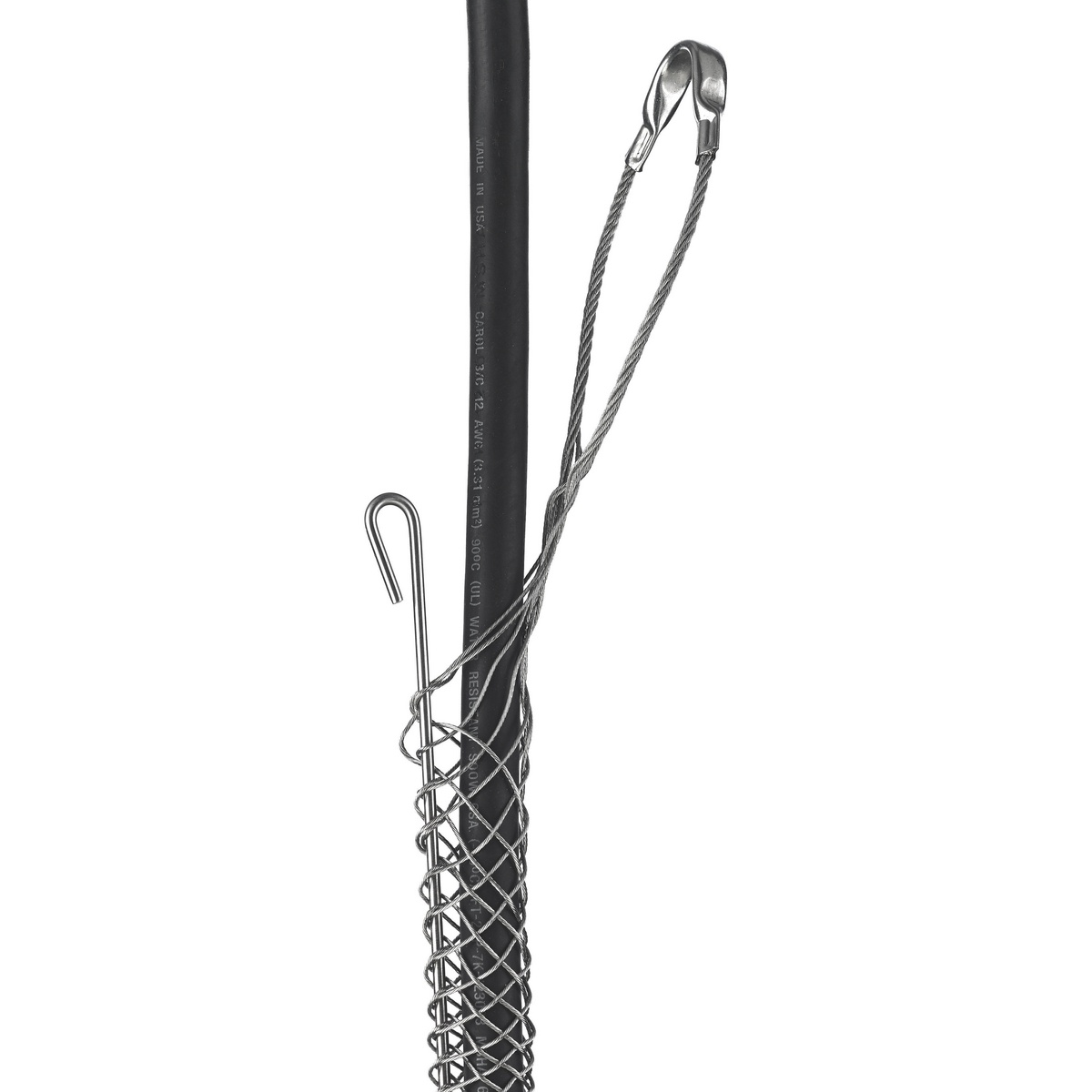 Hubbell Wiring Device-Kellems 02203039 Standard Duty Rod Closing Split Mesh Offset Eye Single Weave Support Grip, 950 lb Breaking Strength, 0.75 to 0.99 in Cable, Bronze, TiN Coated