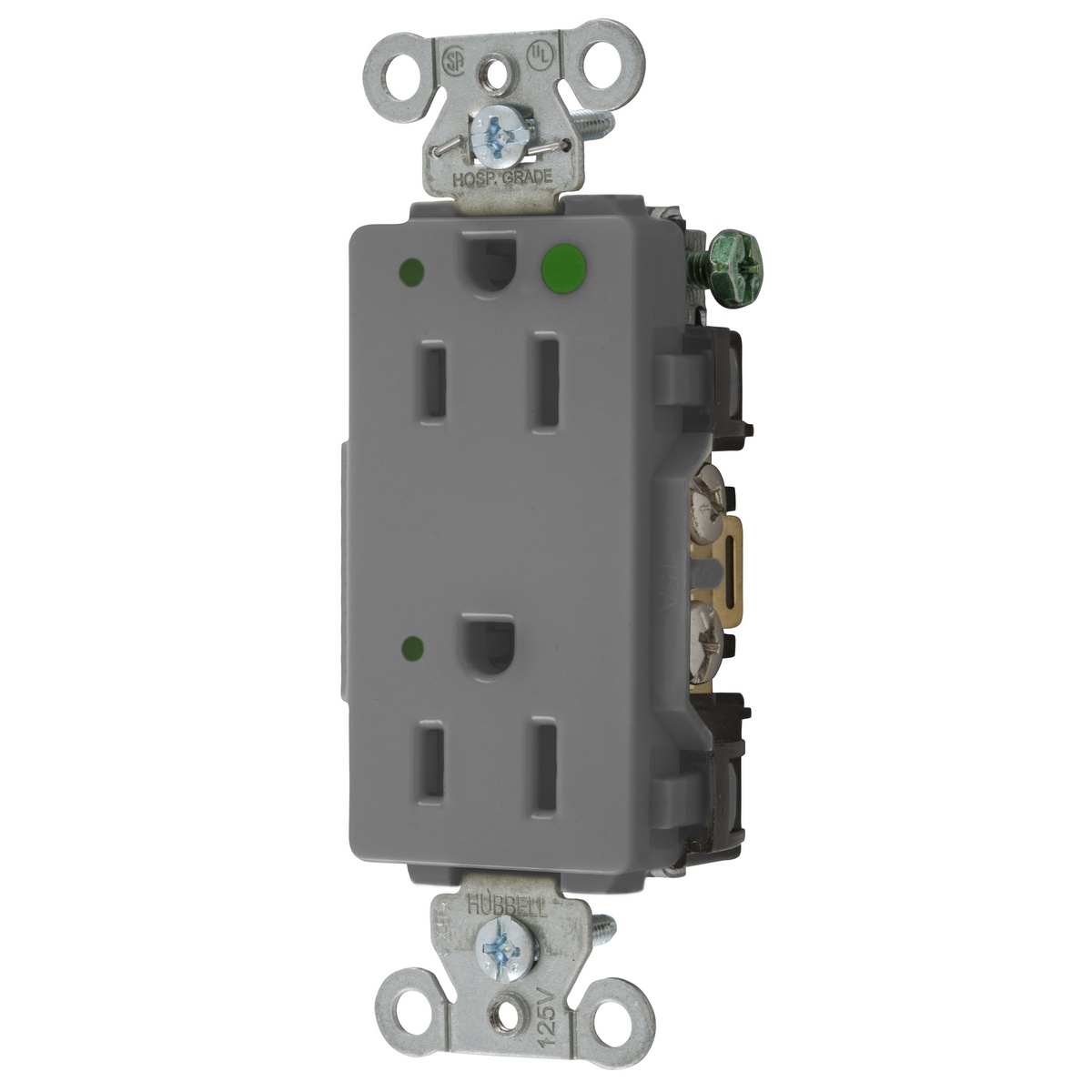 Hubbell Wiring Device-Kellems 2172GYL Straight Blade Receptacles