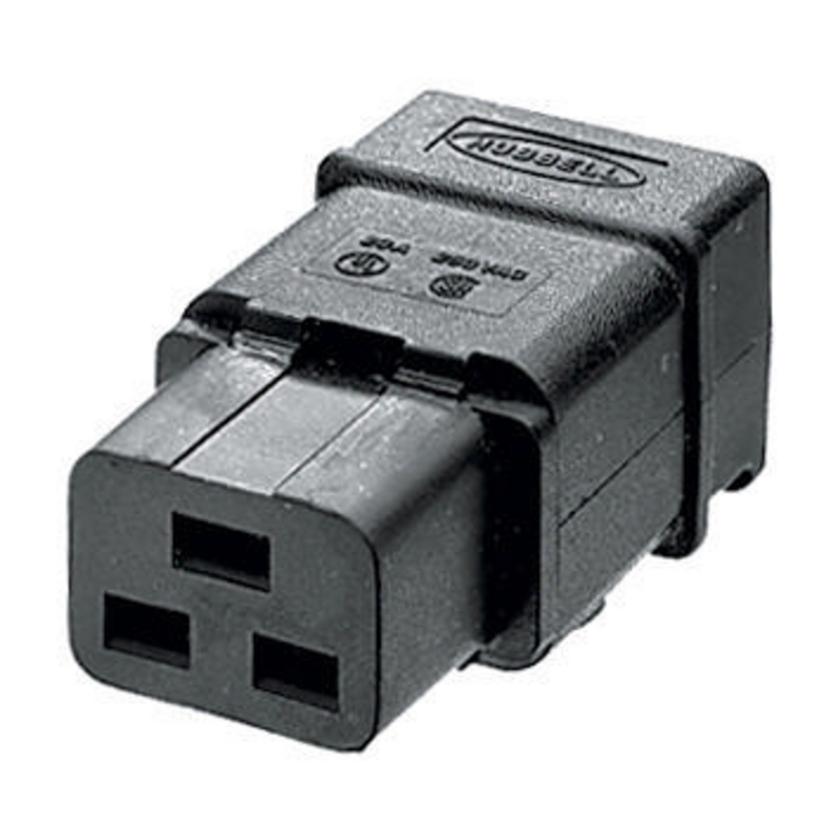 Hubbell Wiring Device-Kellems H320C Female Grounding Insulated Cord Mount Straight Blade Connector, 250 V AC, 20 A, 2 Poles, 3 Wires, Black
