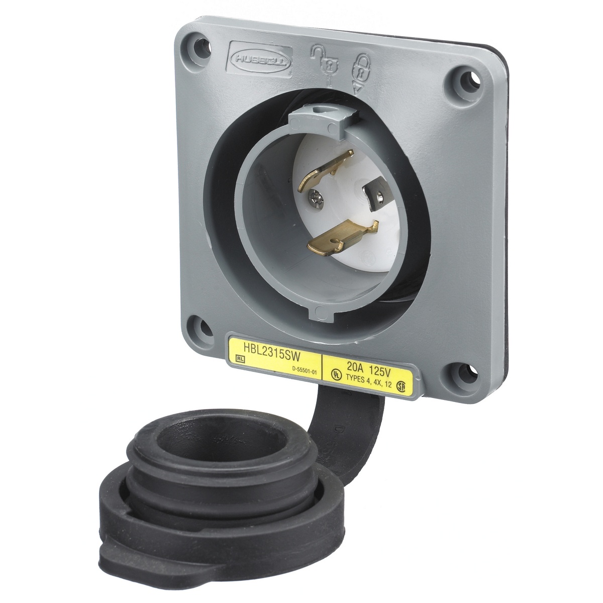 Hubbell Wiring Device-Kellems HBL2315SW Locking Flanged Inlets & Outlets