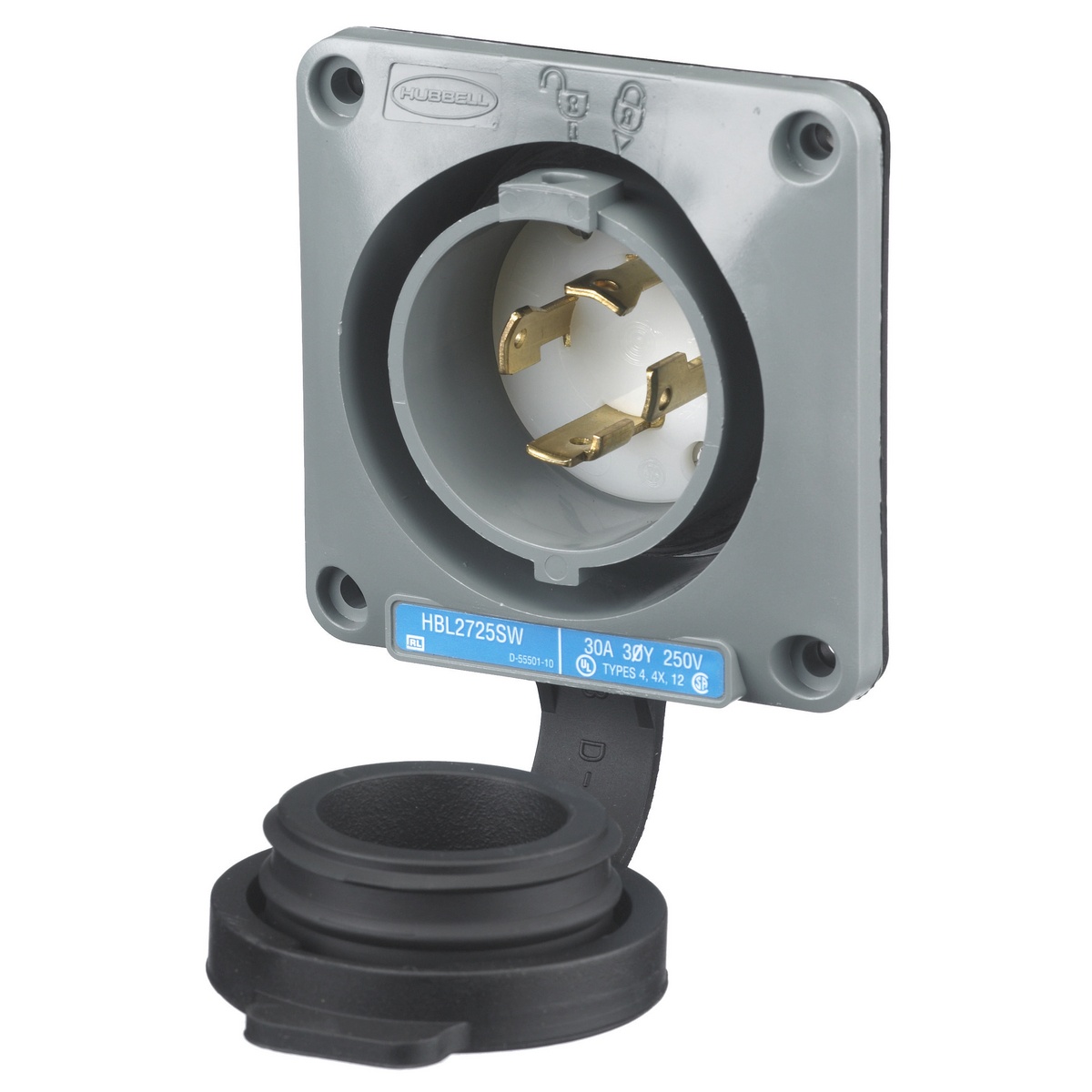 Hubbell Wiring Device-Kellems HBL2725SW Locking Flanged Inlets & Outlets