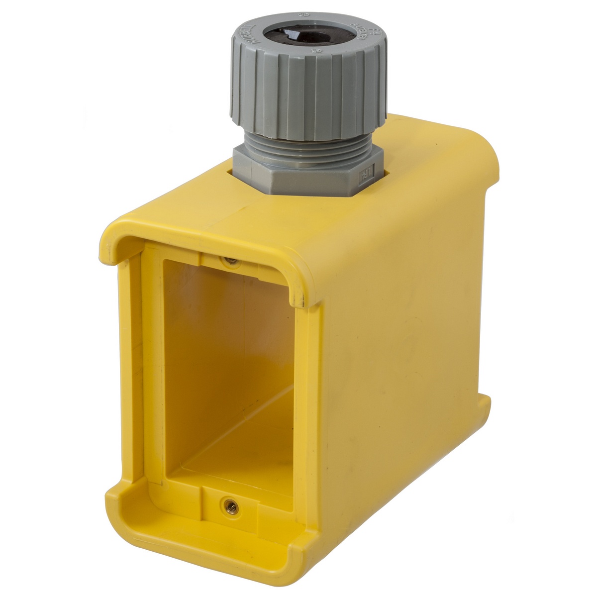 Hubbell Wiring Device-Kellems HBL3099 2-Gang Deep Non-Metallic Single End Molded Screw Mount Portable Outlet Box, -40 to 60 deg C, 2-Inlet, 1-Gang, Screw Mount, Rectangular, Thermoplastic/Elastomer, Yellow