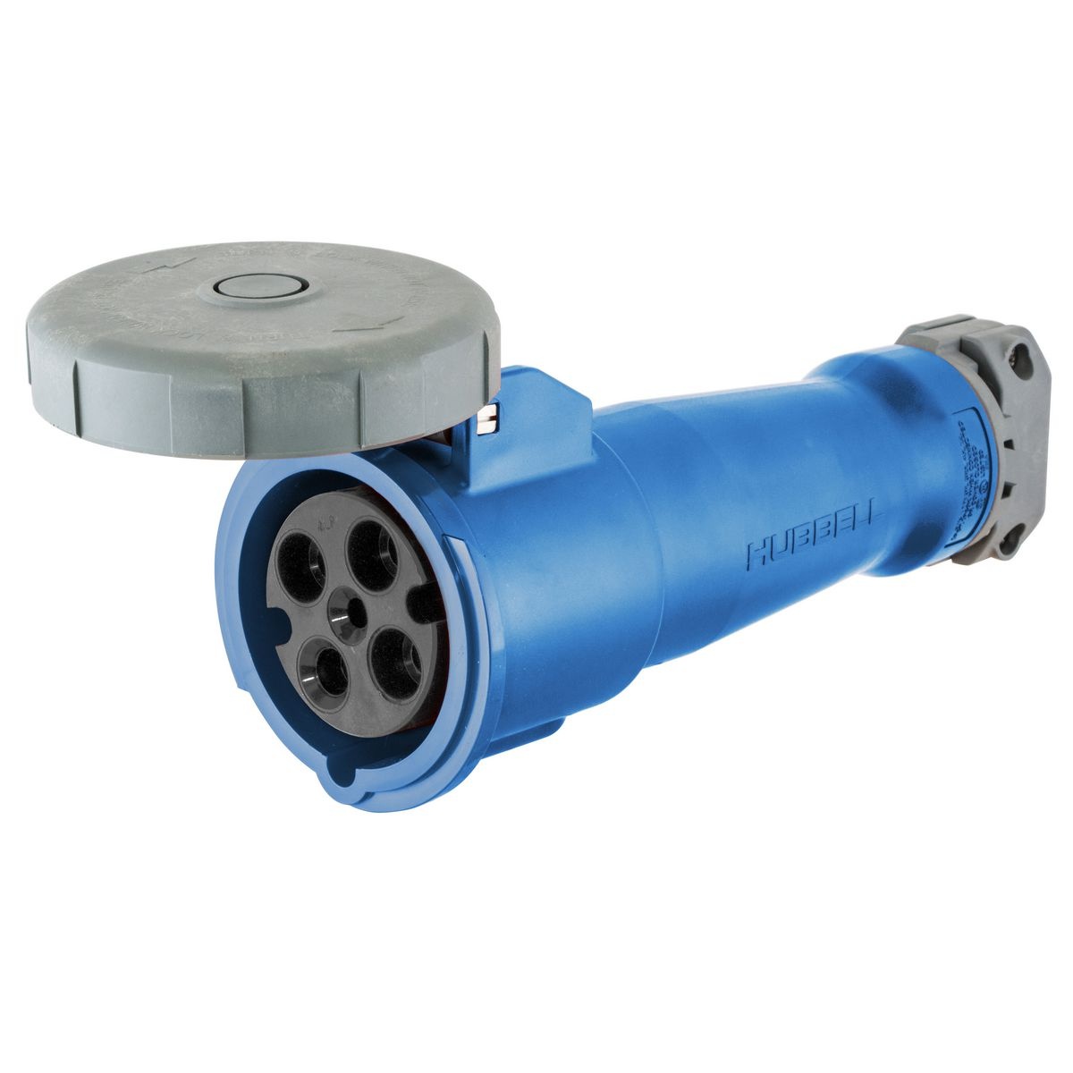 Hubbell Wiring Device-Kellems HBL4100C9W 3-Phase Watertight Cord Mount Pin and Sleeve Connector, 250 V AC, 100 A, 3 Poles, 4 Wires, Blue
