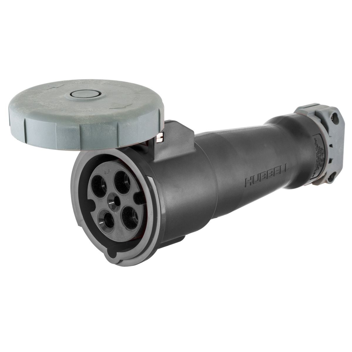 Hubbell Wiring Device-Kellems HBL430C5W Female Grounding Watertight Cord Mount Pin and Sleeve Connector, 600 V AC, 30 A, 3 Poles, 4 Wires, Black