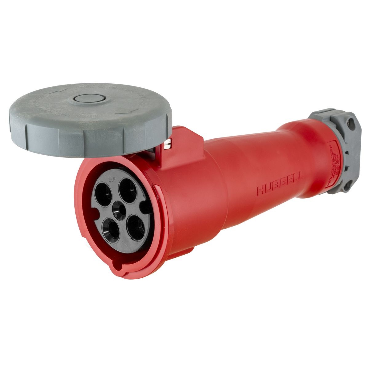 Hubbell Wiring Device-Kellems HBL430C7W Female Insulated Watertight Cord Mount Pin and Sleeve Connector, 480 V AC, 30 A, 3 Poles, 4 Wires, Red