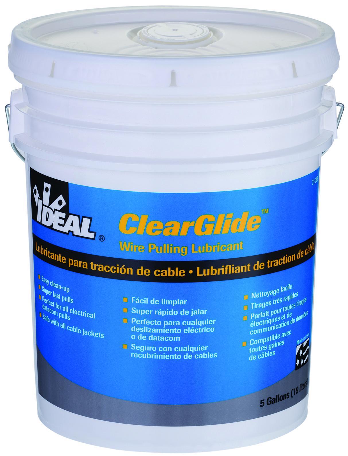 IDEAL® ClearGlide™ 31-385 Wire Pulling Lubricant, 5 gal Bucket, Gel Form, Clear, 1.09