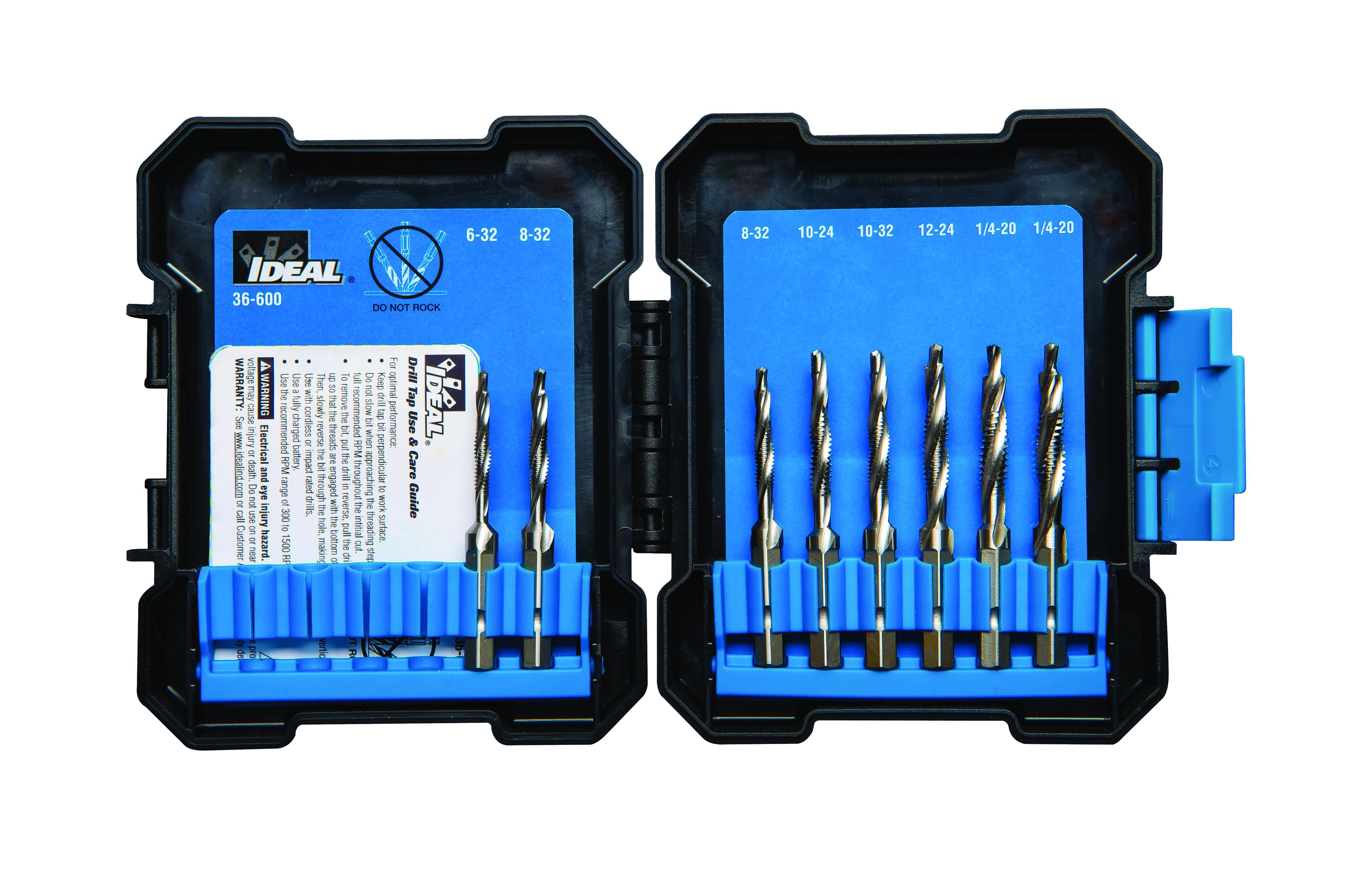 IDEAL® 36-600 Standard Drill/Tap Kit, 8 Pieces, #6-32, #8-32, #10-24, #10-32, #12-24, 1/4-20