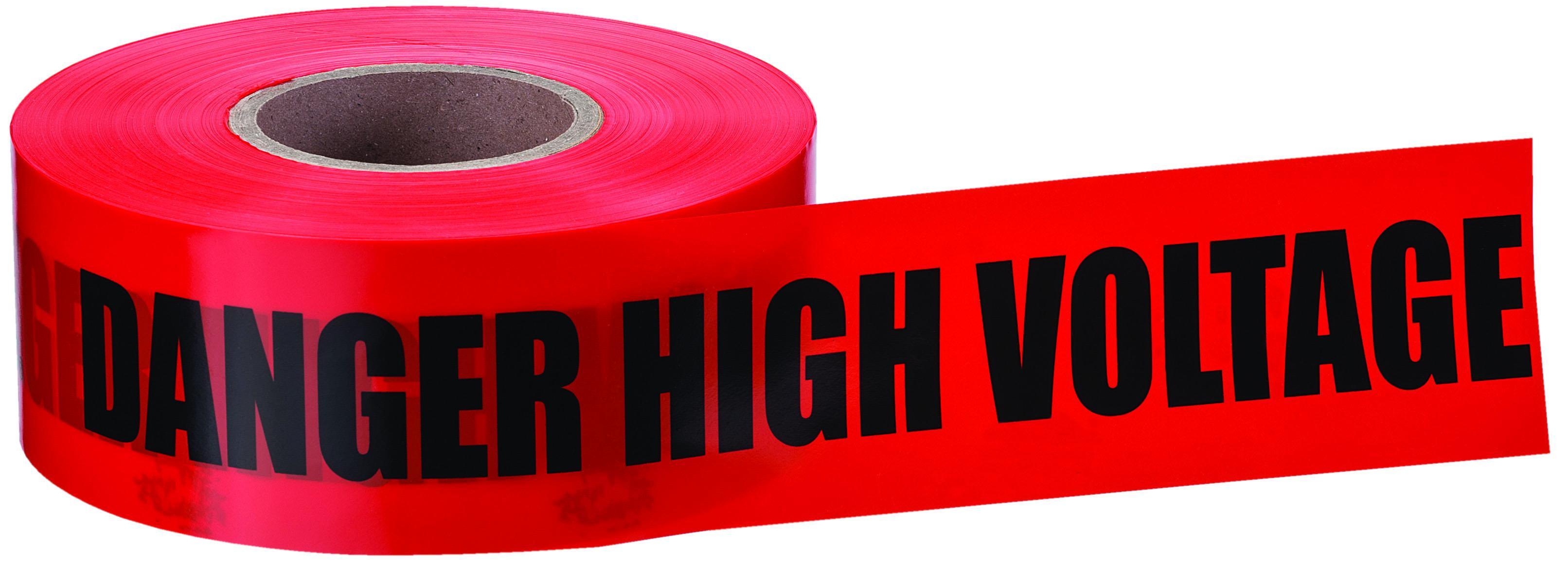 IDEAL® 42-052 High Visibility Barricade Tape, Red, 1000 ft L x 3 in W, DANGER HIGH VOLTAGE KEEP OUT Legend, LDPE