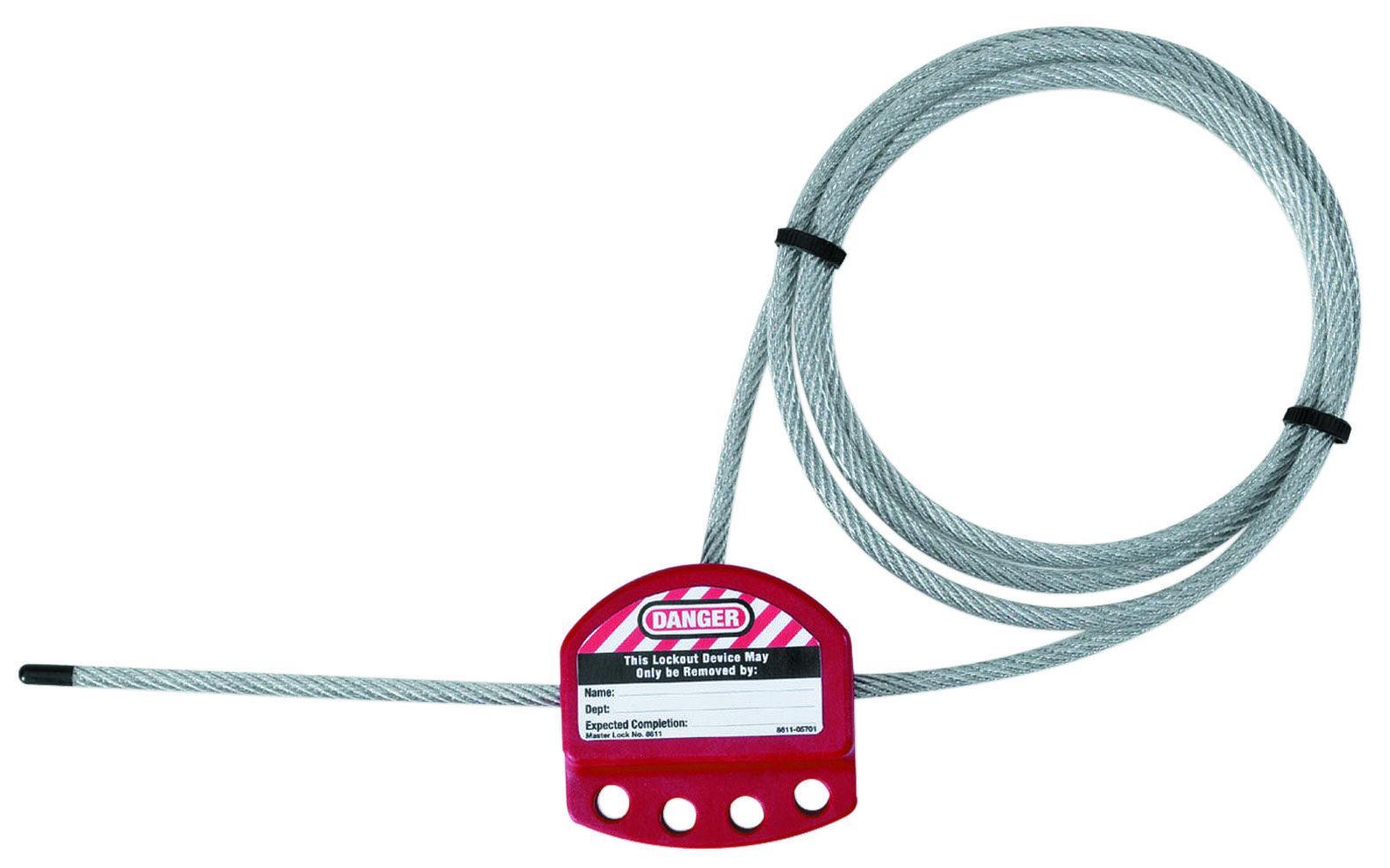IDEAL® 44-808 Adjustable Flexible Insulated Multi-Stranded Cable Lockout, 1/4 in Dia x 6 ft L Steel Cable, Clear, Thermoplastic Body