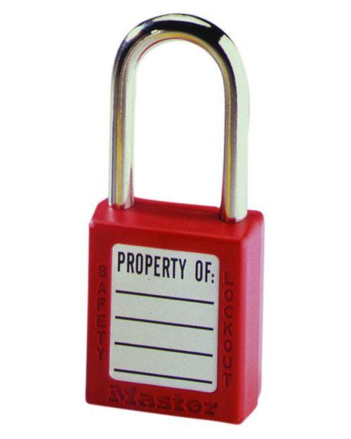 IDEAL® 44-916 Safety Lockout Padlock, Alike/Master Key, Red, Xenoy® Body, 1/4 in Dia x 1-1/2 in H