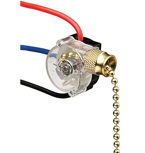 IDEAL® 774037 3-Speed 3-Wire Circuit Pull Chain Switch, 125/250 V AC, 6/3 A, SPTT/4-Position