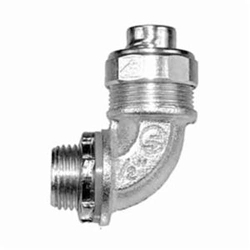 AMERICAN FITTINGS STR35090 Liquid Tight Conduit Connector, 3-1/2 in Trade, 90 deg, Malleable Iron, Zinc Plated