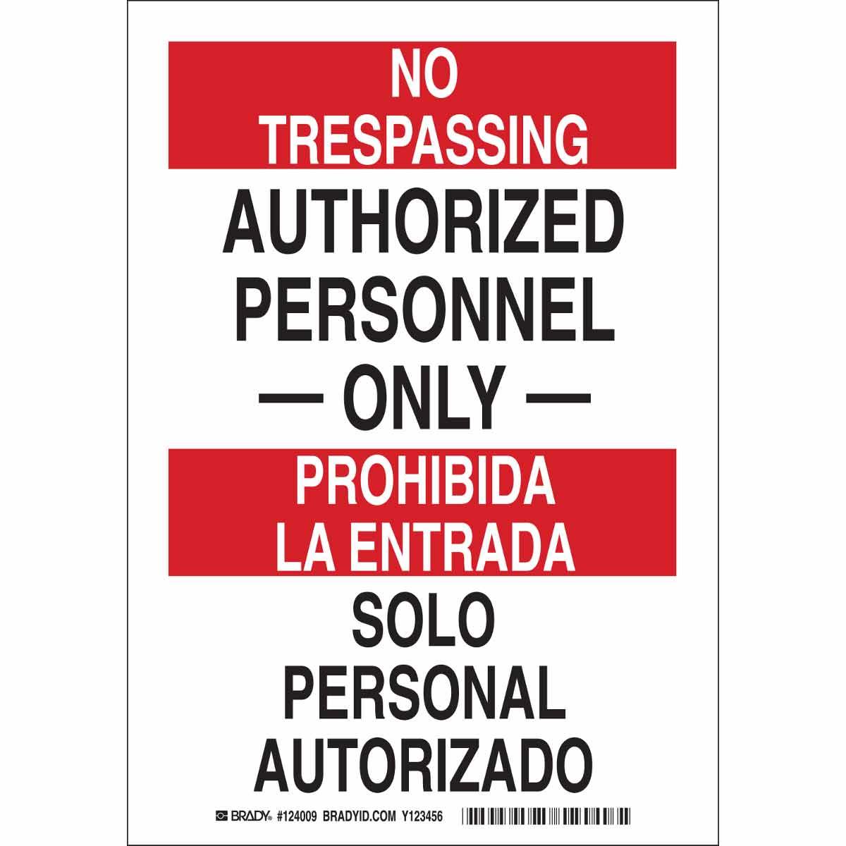 Brady® 124008 Access & Security Signs
