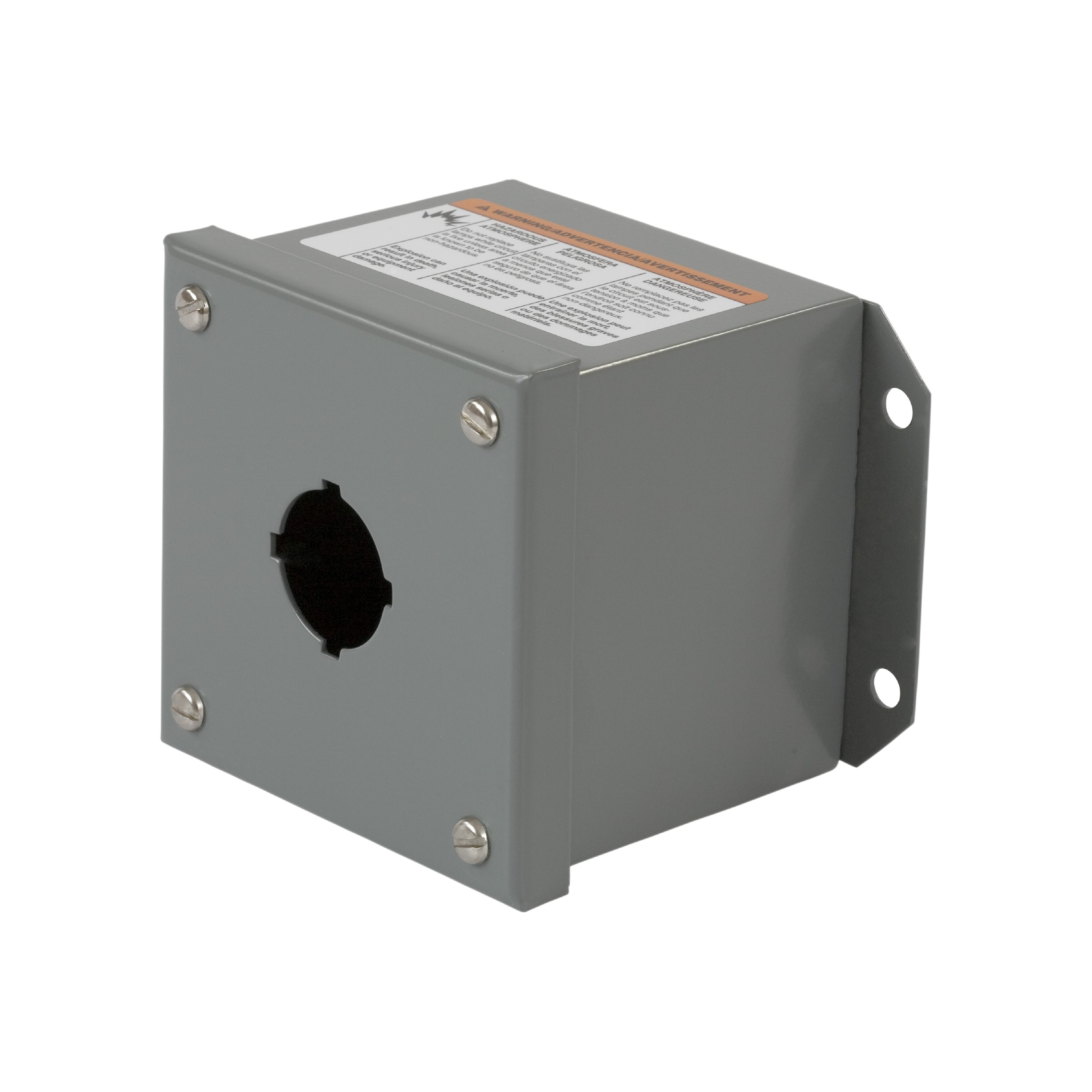 Square D™ Harmony™ 9001KYAF1 Control Station Enclosure, 4.45 in L x 4.17 in W x 3.62 in D, 1 Outlet, NEMA 3/13 NEMA Rating, Sheet Steel