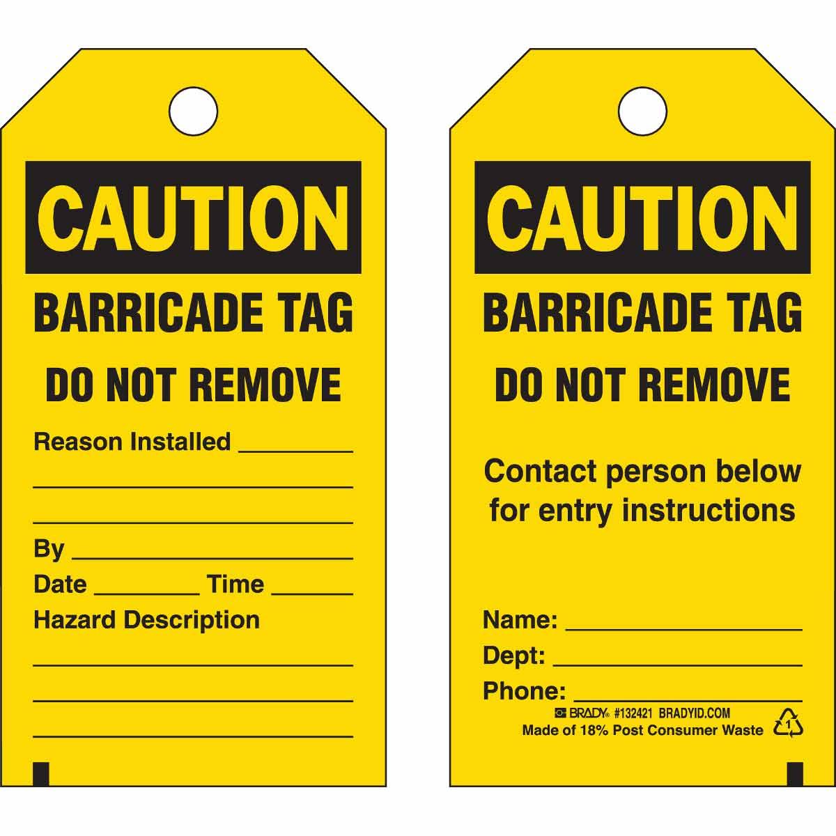 Brady® 132421 Safety & Facility Tags