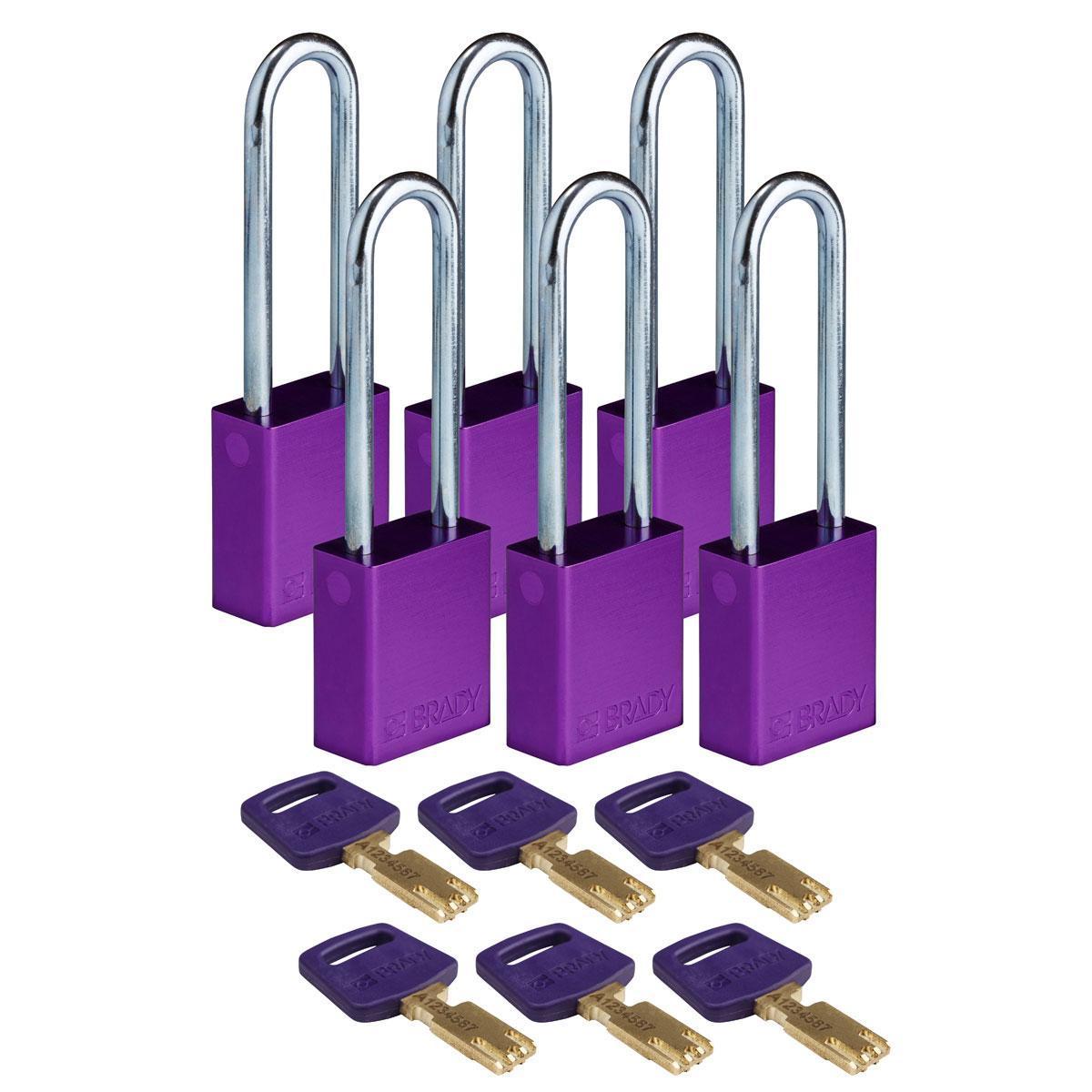 Brady® ALU-PRP-76ST-KD6PK Lockout Padlocks