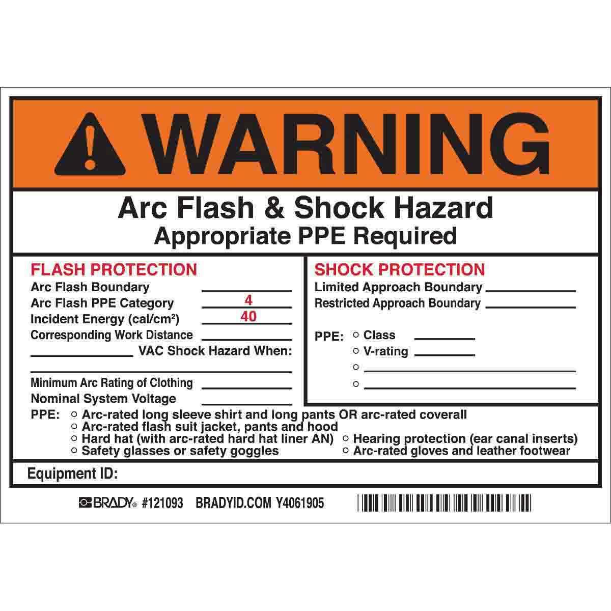 Brady® 121093 Safety & Facility Labels
