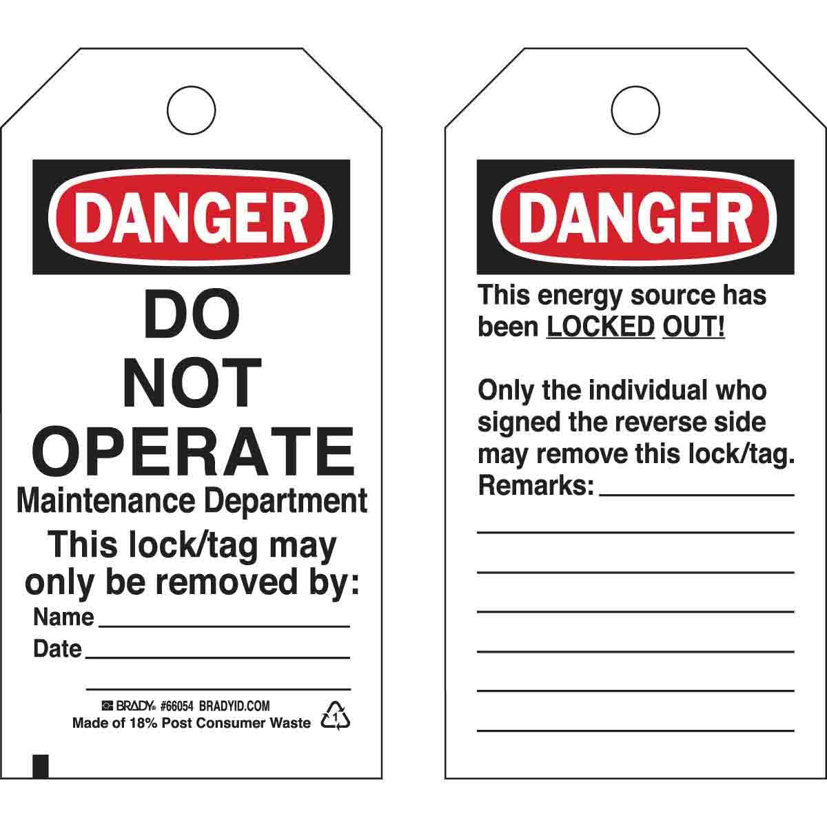 Brady® 65442 Safety & Facility Tags