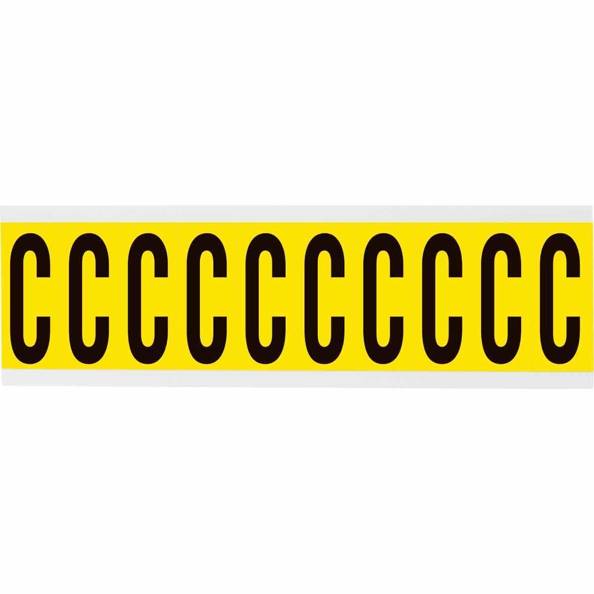 Brady® 3440-C Non-Reflective Letter Label, Black C Character, 1.938 in H x 0.752 in W, Yellow Background, B-498 Vinyl Coated Fabric